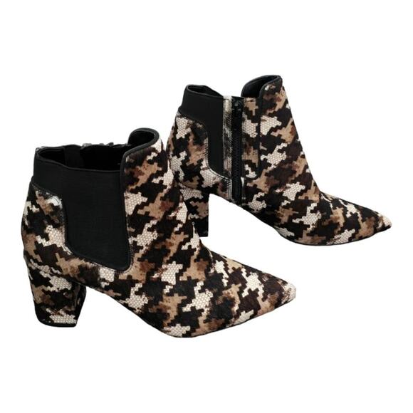 Preston & York Calf Hair Puzzle Print Leather Heeled Chelsea Boots Women Sz 6.5 - Picture 6 of 11